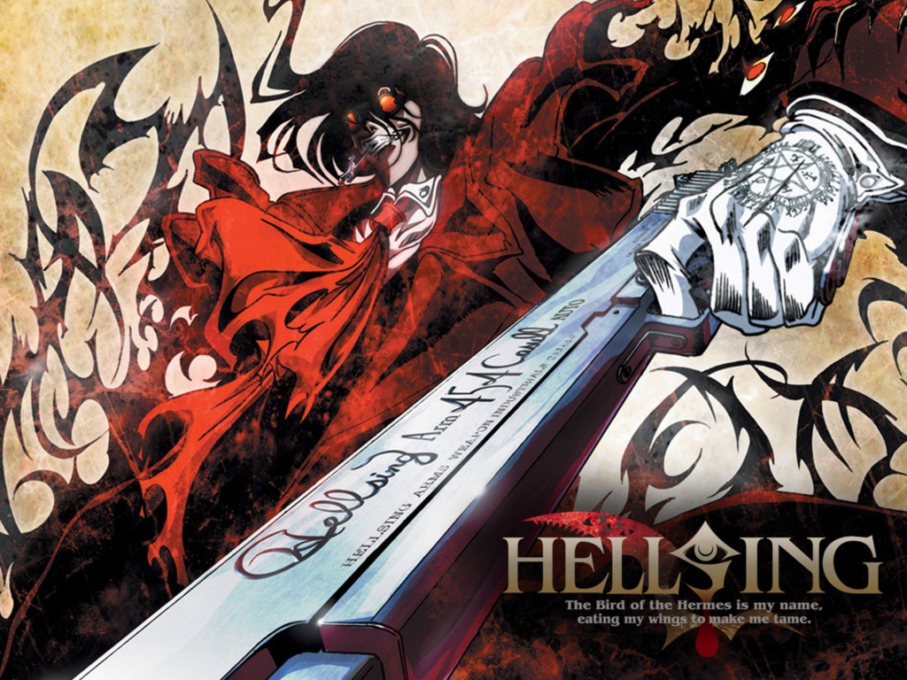 Hellsing's Alucard holding a gun