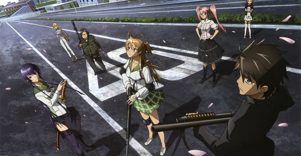 Highschool of the Dead cast holding weaponry