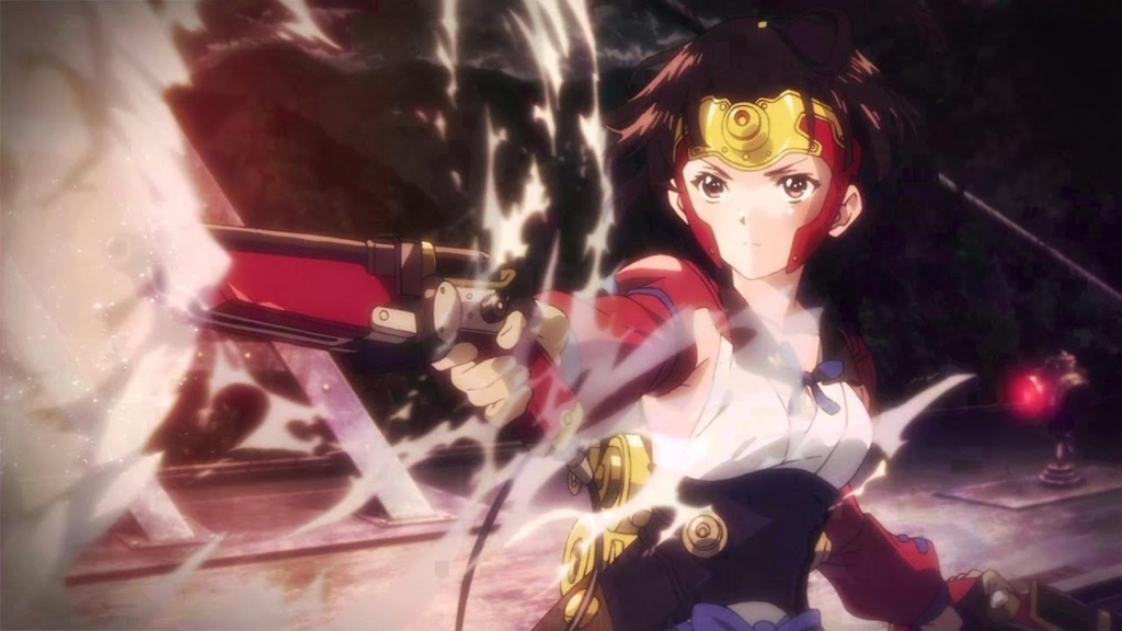 Mumei firing a gun