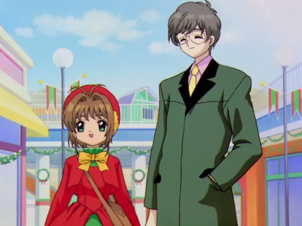 Sakura and Yukito standing next to each other from Cardcaptor Sakura Episode 35 Christmas anime episode 