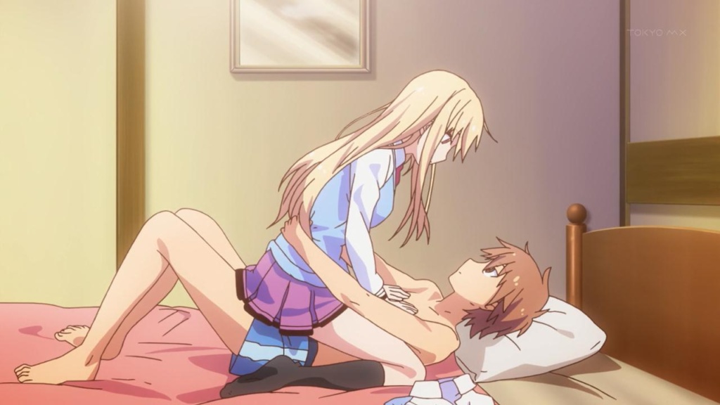 Mashiro Shiina lying on top of Kanda Sorata