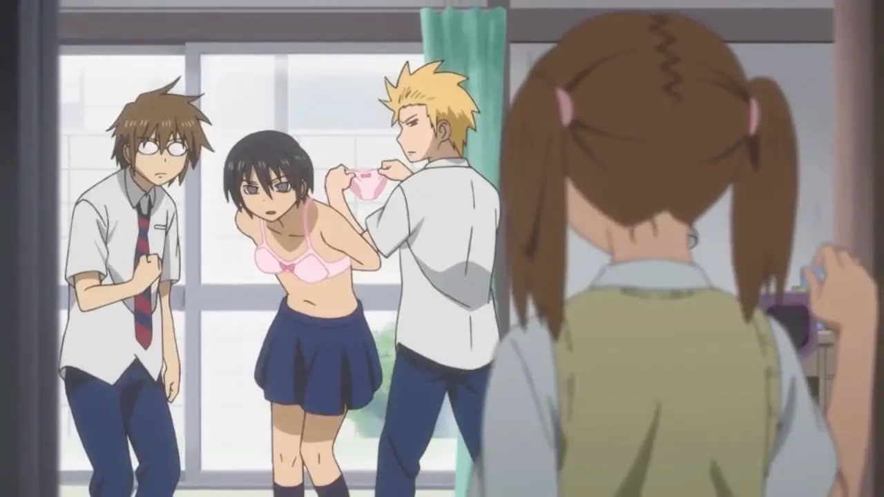 Tabata, Tanaka, and Tadakuni trying on girl's underwear