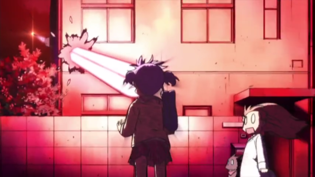 Mio shooting a laser beam form her mouth