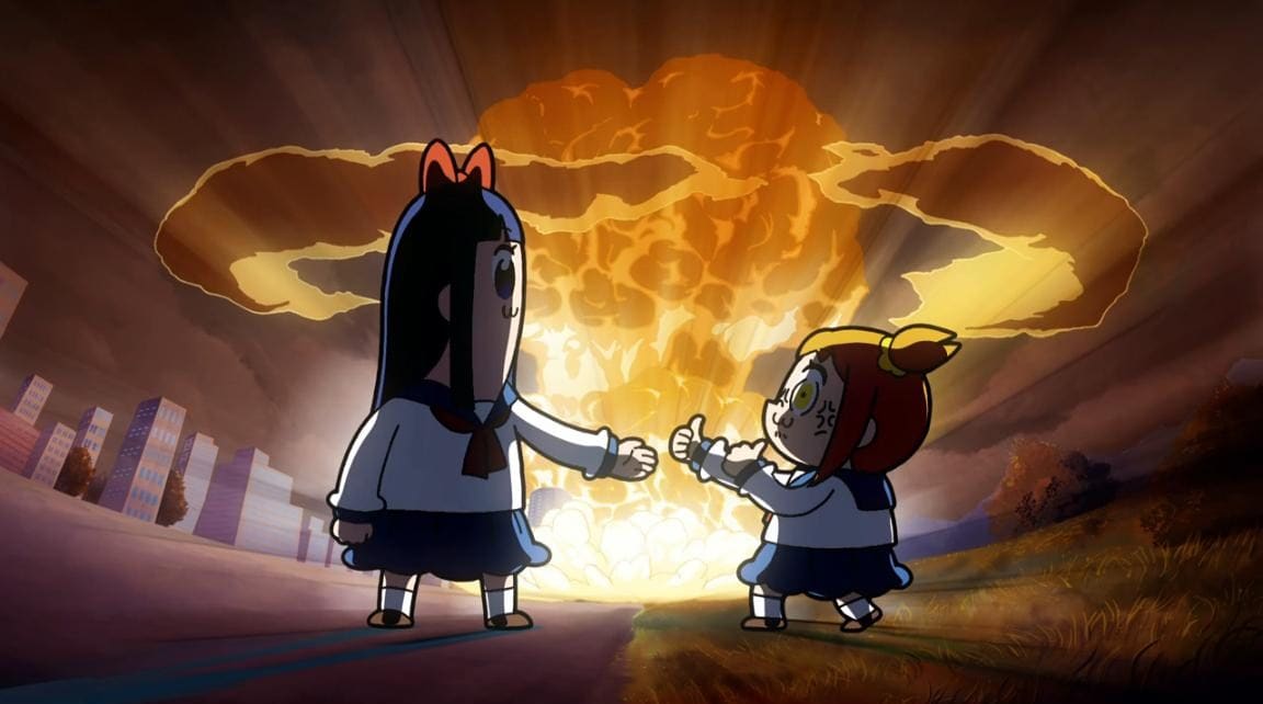 Pipimi and Popuko doing a Your Name parody with a nuke