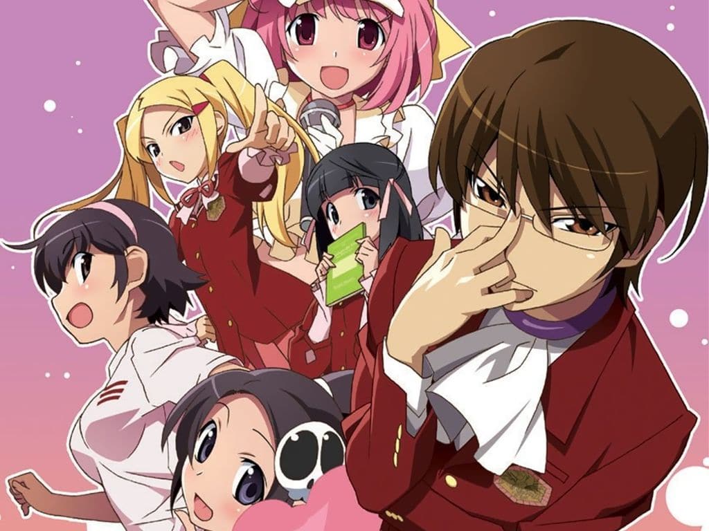 Keima Katsuragi posing with the season 1 girls