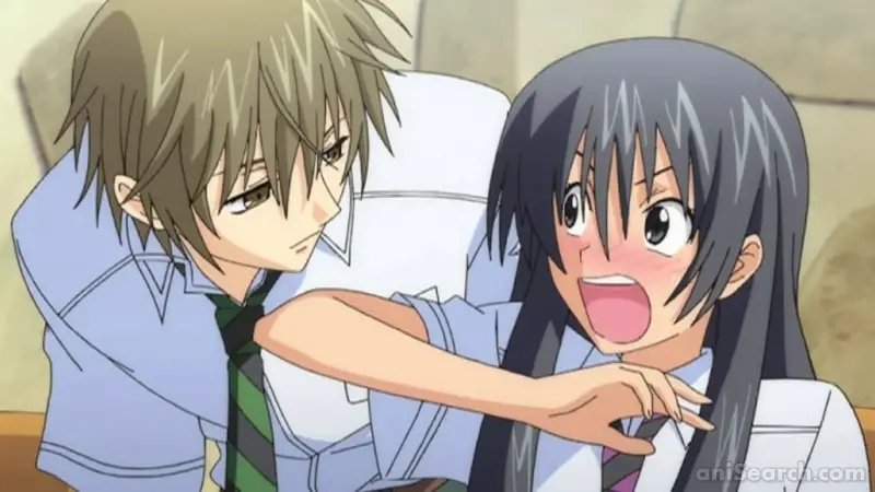 flustered anime girl and high school boy