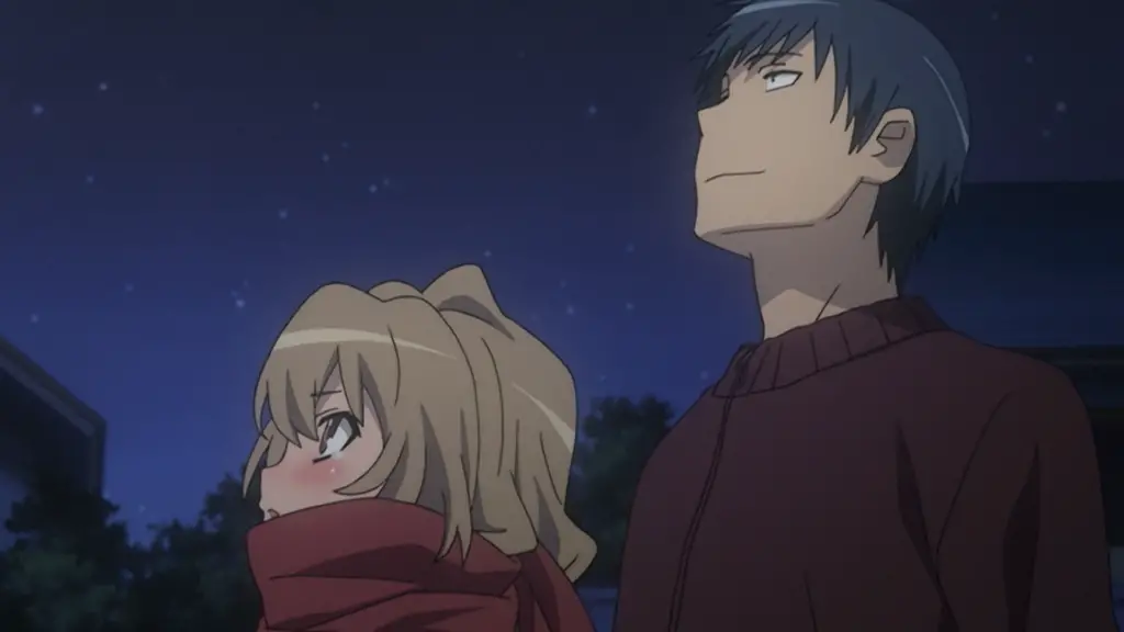 anime couple stare romantically at stars