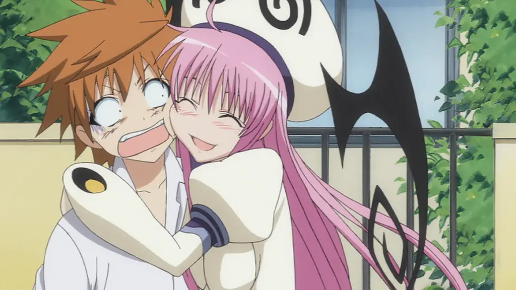 romantic anime couple embracing