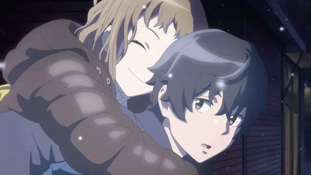 high school anime boy giving girl piggyback ride