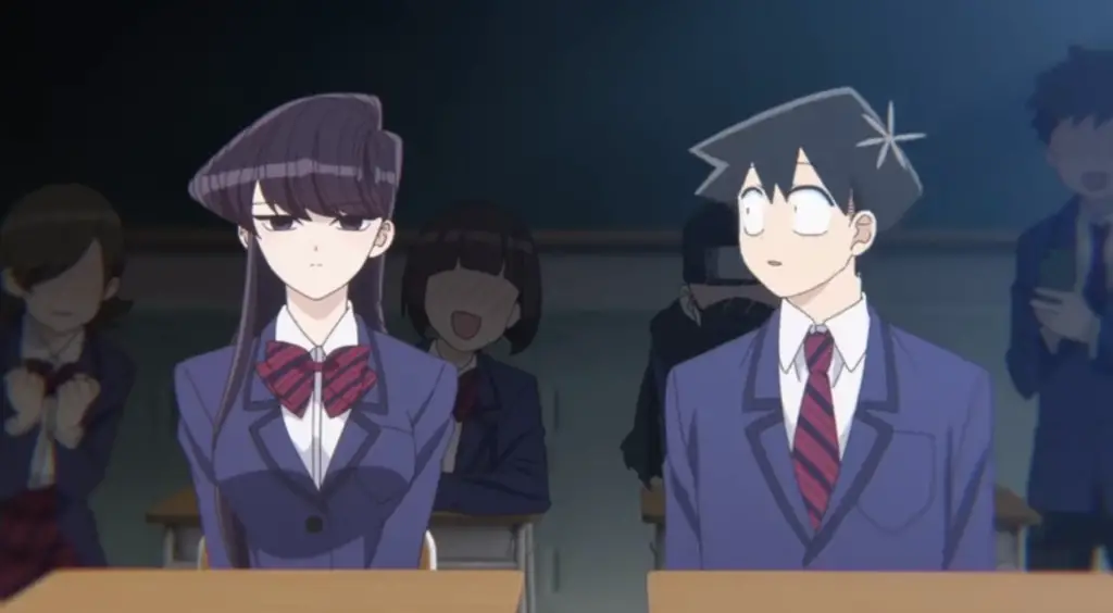 high school anime boy and girl in class
