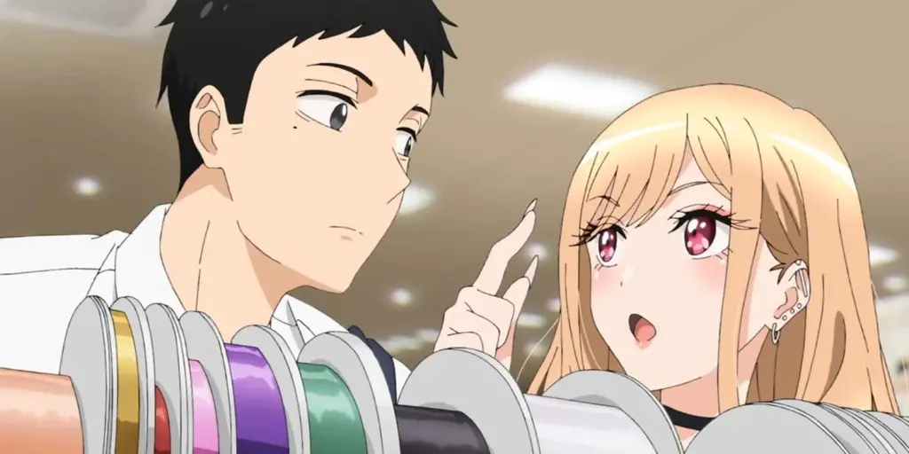 high school anime boy and girl buy ribbon
